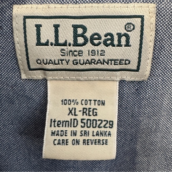 L.L. Bean Men’s XL Red Plaid Flannel Shirt Fully Chambray Lined Slightly Fitted - Picture 3 of 5